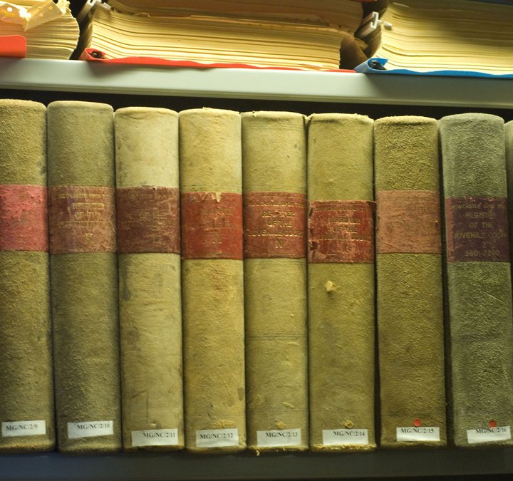 Book volumes on shelf