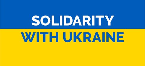 Ukraine colours wit ' Solidarity with Ukraine' text