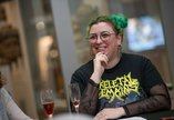 Woman at a museum late event