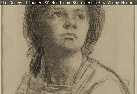 Sir George Clausen RA, Head and Shoulders of a Young Woman, about 1900, pencil on paper. Laing Art Gallery