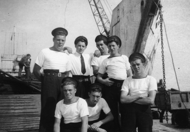 Young sailors on board Landing Craft Tank during WWII