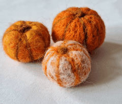 3 needle felted orange pumpkings
