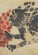 Textile showing a hare eating fruit