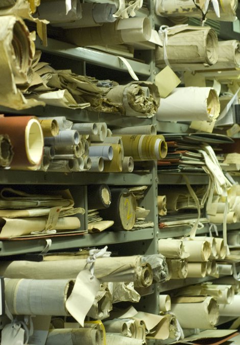 Shelves of documents in Tyne & Wear Archives 