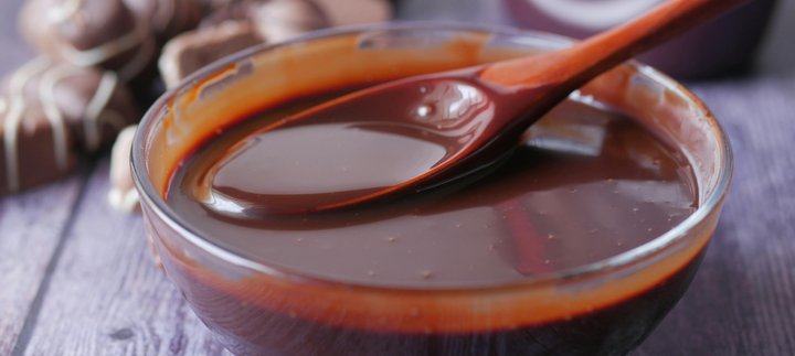 chocolate pouring into bowl
