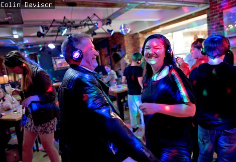 People dancing at Silent disco at the Late Shows