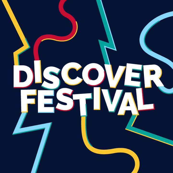 A colourful graphic with the words 'Discover Festival'