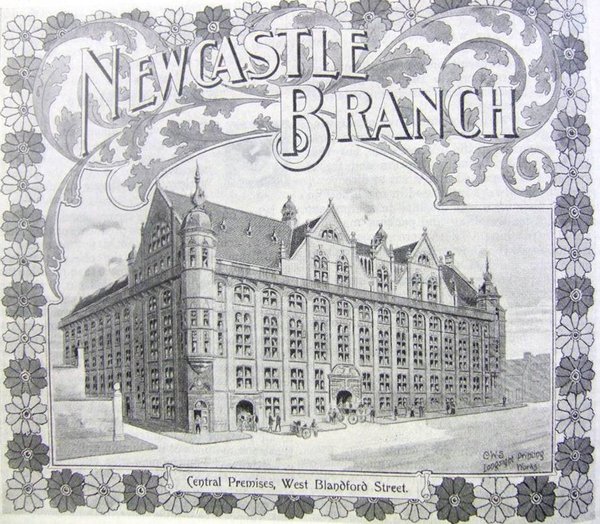 CWS Newcastle's Central Premises as it appeared in 'The Wheatsheaf' publication, July 1901. Copyright, National Co-Operative Archive CWS Newcastle's Central Premises as it appeared in 'The Wheatsheaf' publication, July 1901. Copyright, National Co-Operative Archive
