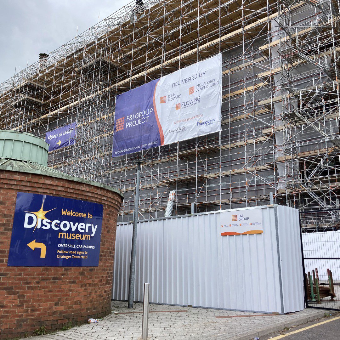 Exterior of museum covered in scaffolding Exterior of museum covered in scaffolding