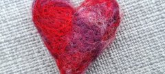 Needle felt red heart