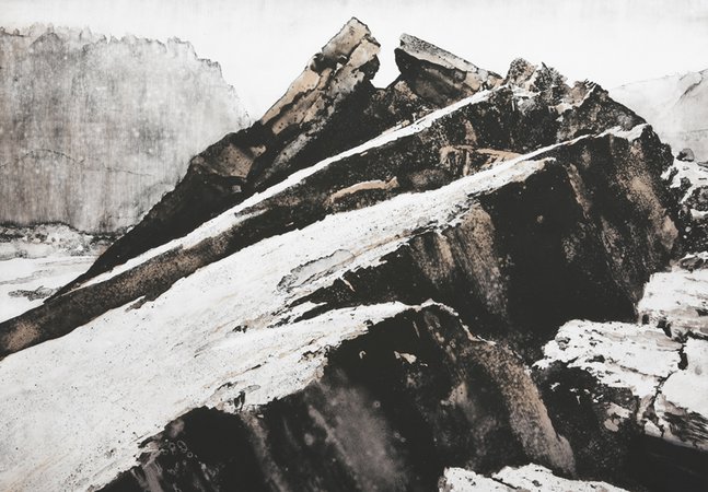 A watercolour of broken ground. 