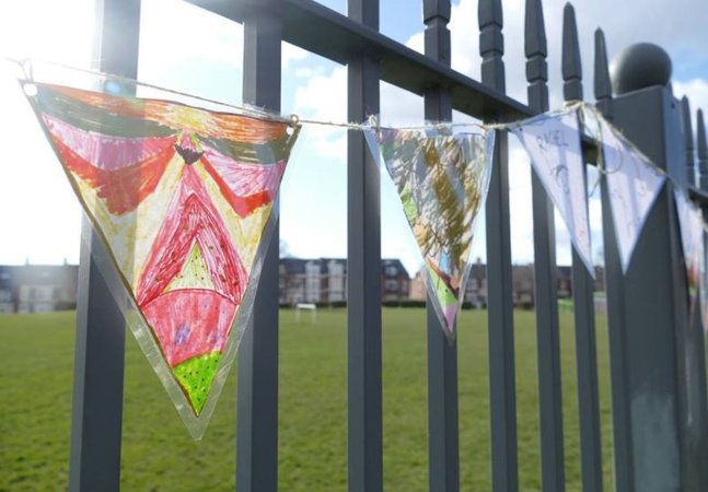 Bunting in the Shipley's community garden 