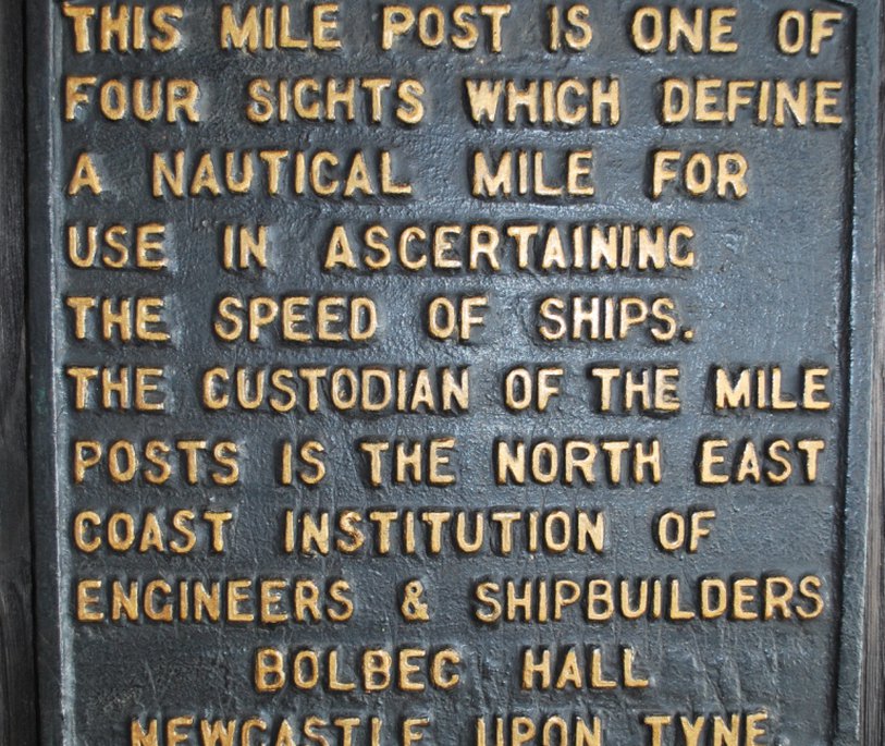 Plate from one of the four posts defining the Hartley Mile, the measured mile used for Turbinia's speed trials 