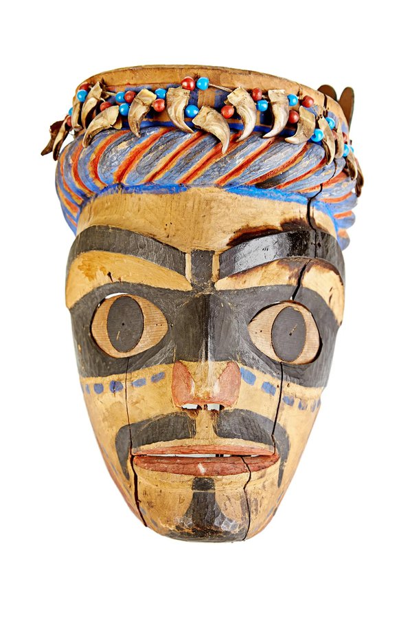 A carved wooden mask from the Nuu-Chah-Nuulth people of North West Canada. This late 19th Century object is an example of an item in the Museum’s collection from a former British colony. NEWHM : G053