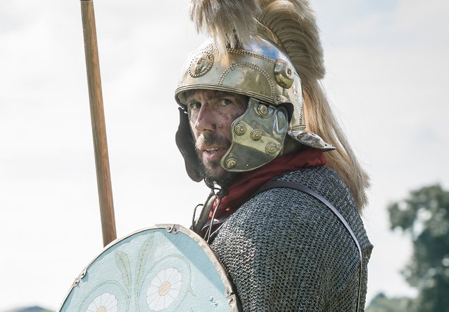 A Roman soldier in armour 