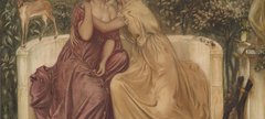 Photograph of painting: Sappho and Erinna in a Garden at Mytilene, 1864 by SImeon Solomon. © Tate, London 2018