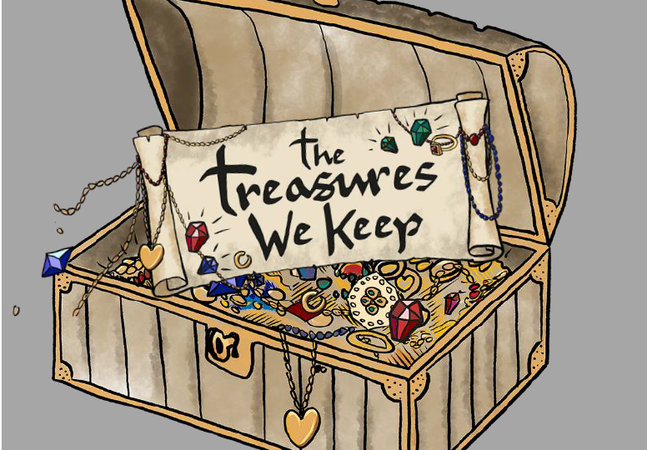 An illustration of a treasure chest with the text - The Treasures We Keep
