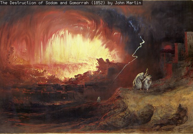 Painting, oil on canvas, entitled 'The Destruction of Sodom and Gomorrah', by the artist John Martin