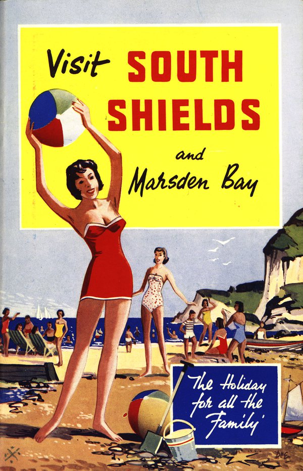 Cover of a holiday brochure from 1952 advertising South Shields and Marsden Bay. Cover of a holiday brochure from 1952 advertising South Shields and Marsden Bay.