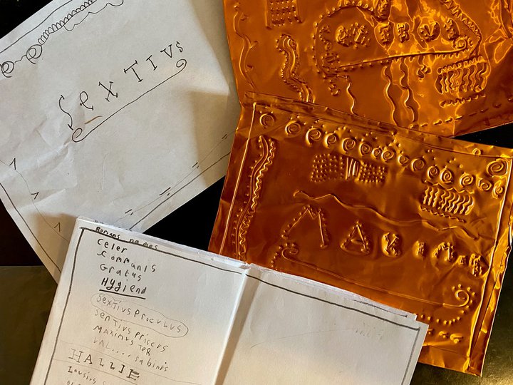 Metal sheets used for embossing and stones