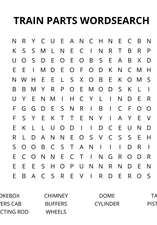 Train parts wordsearch