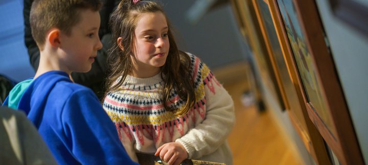 two children exploring Woodhorn Museum