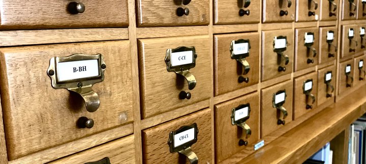 Library index card draws