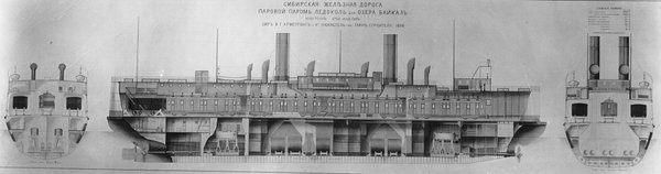 General arrangement drawing of ss Baikal showing engines, boilers&hellip;and trains!