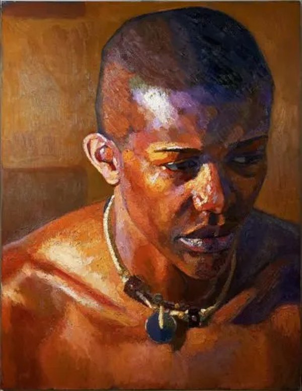 Head of Desiree (2000–2001), oil on canvas, Nahem Shoa (b. 1968).