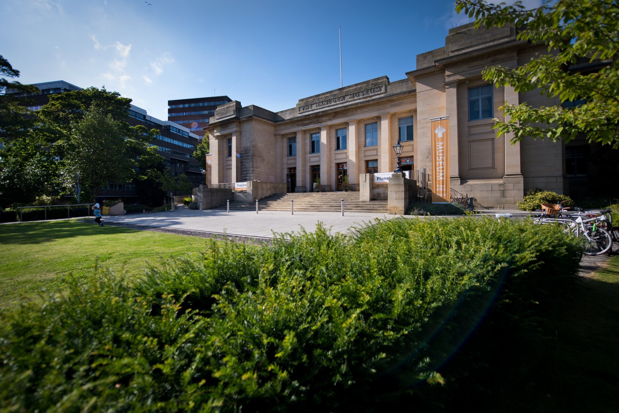 Exterior view of the Great North Museum, Newcastle, on a fine summer day