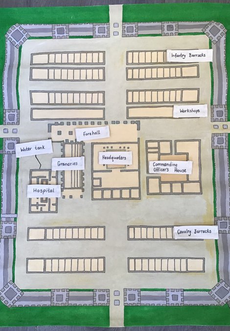 Textile map showing the layout of Segedunum Fort in the 2nd Century