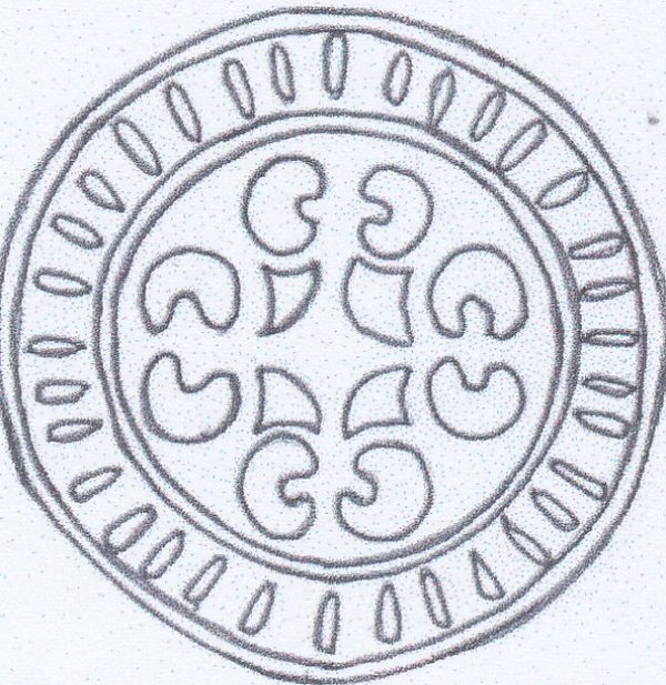 Circular Roman patterned brooch