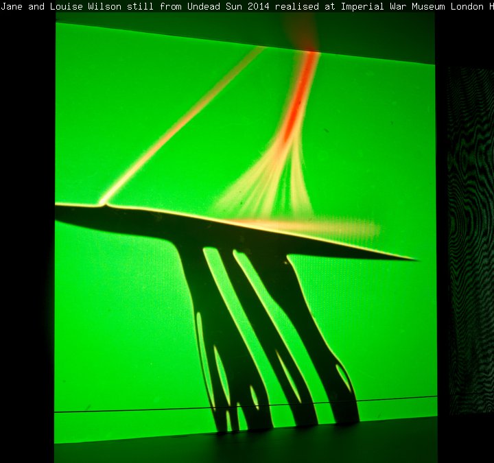 Jane & Louise Wilson, still from Undead Sun, 2014, realised at Imperial War Museum, London. HD video: 13:39 duration.