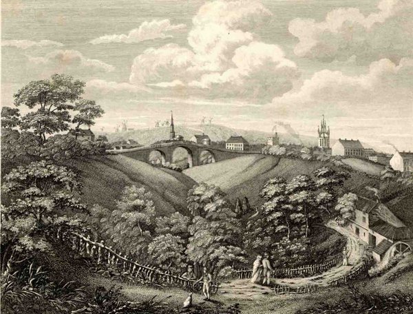 Print of The New Bridge Pandon Dean 1821