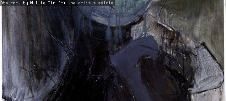 An abstract painting, dark in colour