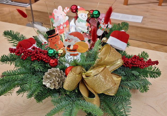 A festive floral arrangement.