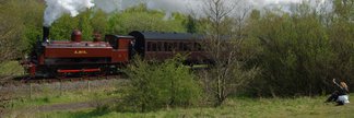 Steam train in countryside