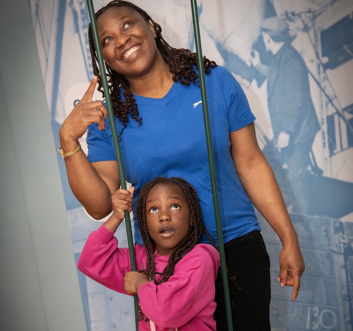 mum and daughter enjoy museum