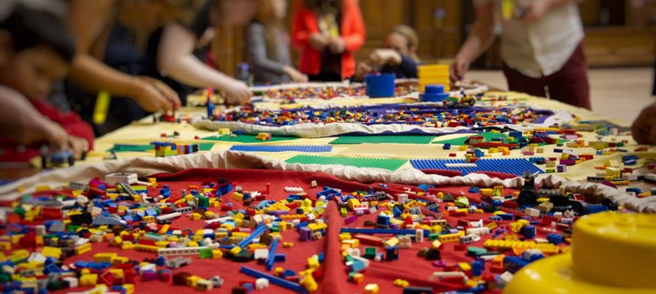 a whole table top of loose LEGO