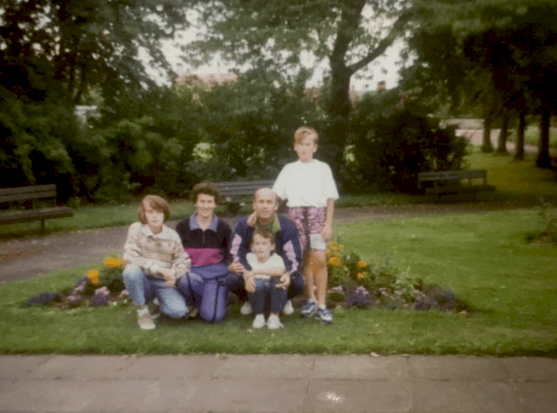 What looks like a usual mid 1990s family photo - but represents a family reunion What looks like a usual mid 1990s family photo - but represents a family reunion
