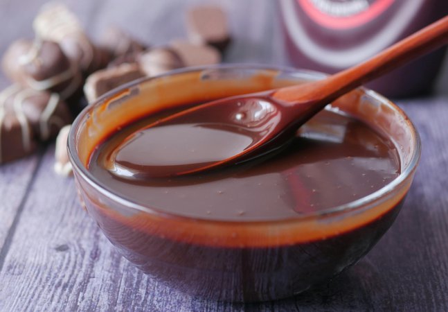 chocolate pouring into bowl