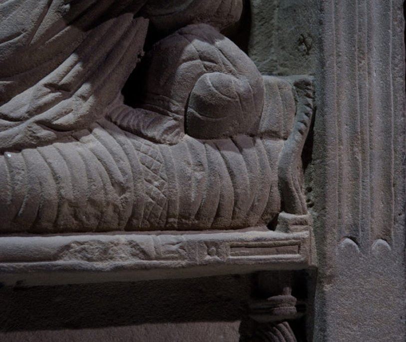 Victor tombstone, left hand detail