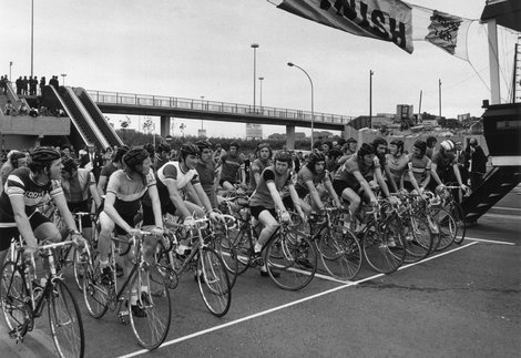 photograph of cycle race