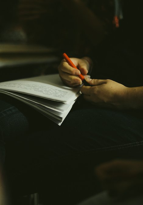 Student book and pen
