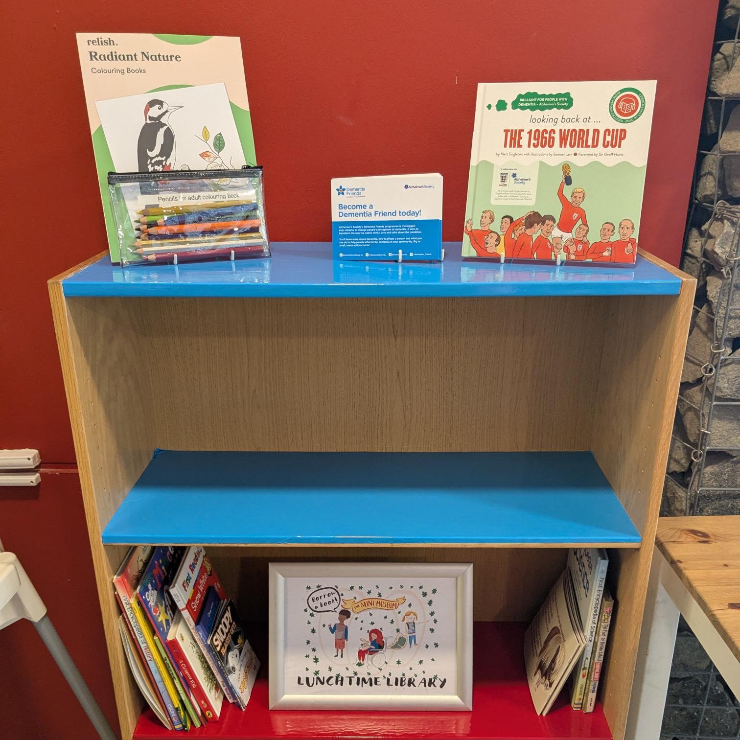 Books on a bookshelf.