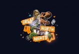  Orange and blue graphic with the words 'Great North Nights'