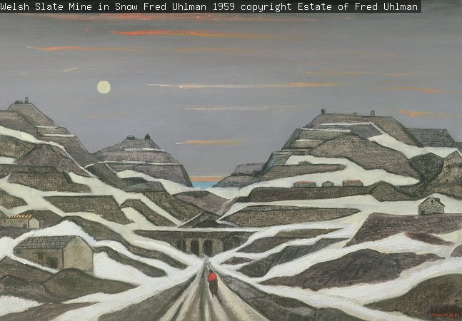 Welsh Slate Mine in Snow, Fred Uhlman, 1959 copyright Estate of Fred Uhlman