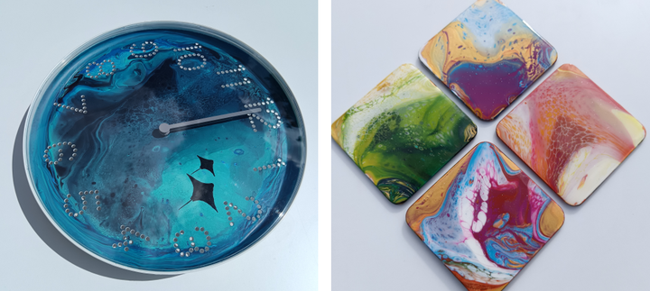 A selection of abstract acrylic designed objects