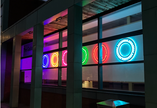 An exhibition of neon rings.