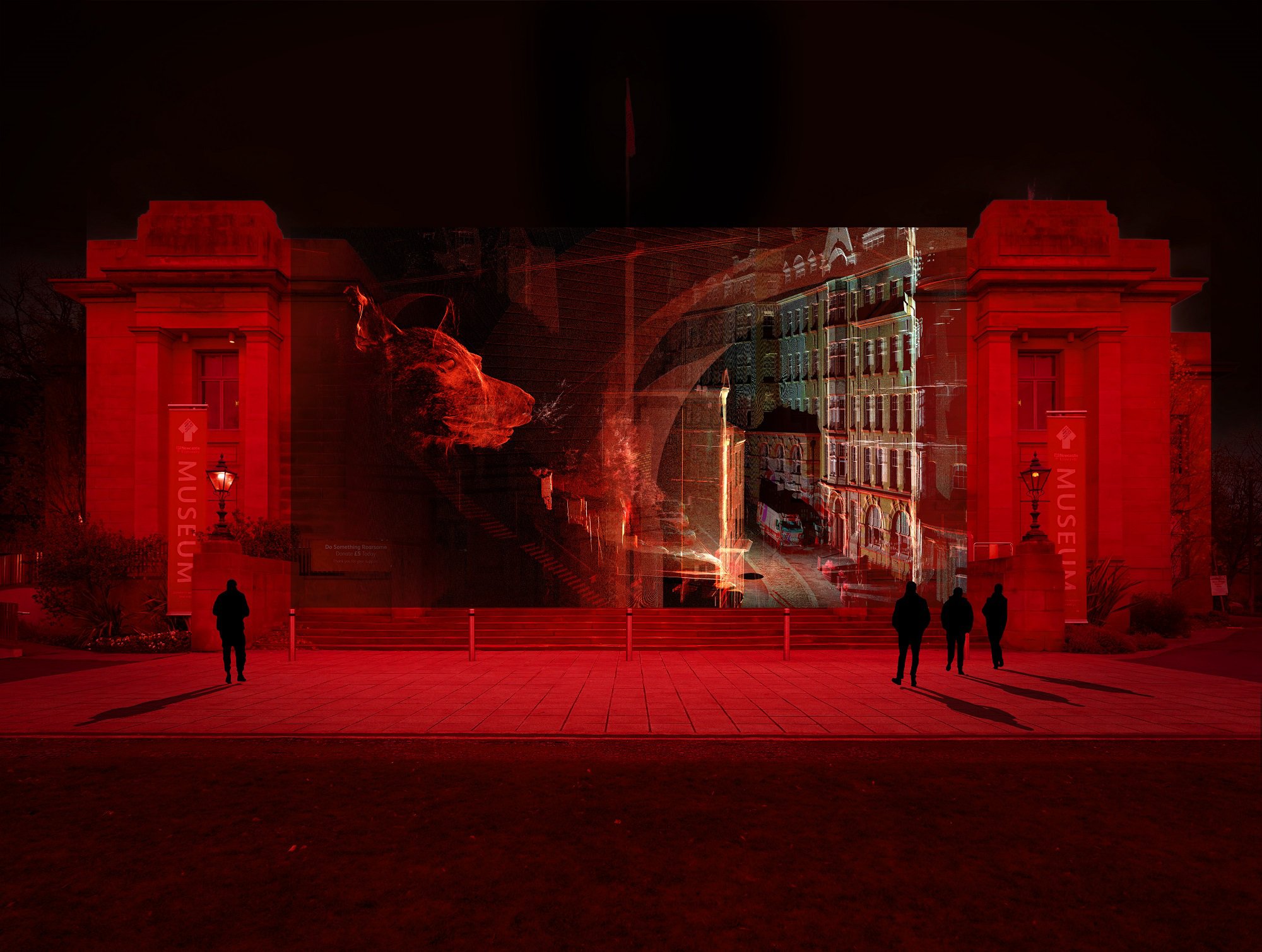 Artist's impression of 'Anthro Zoo' projected onto the Great North Museum